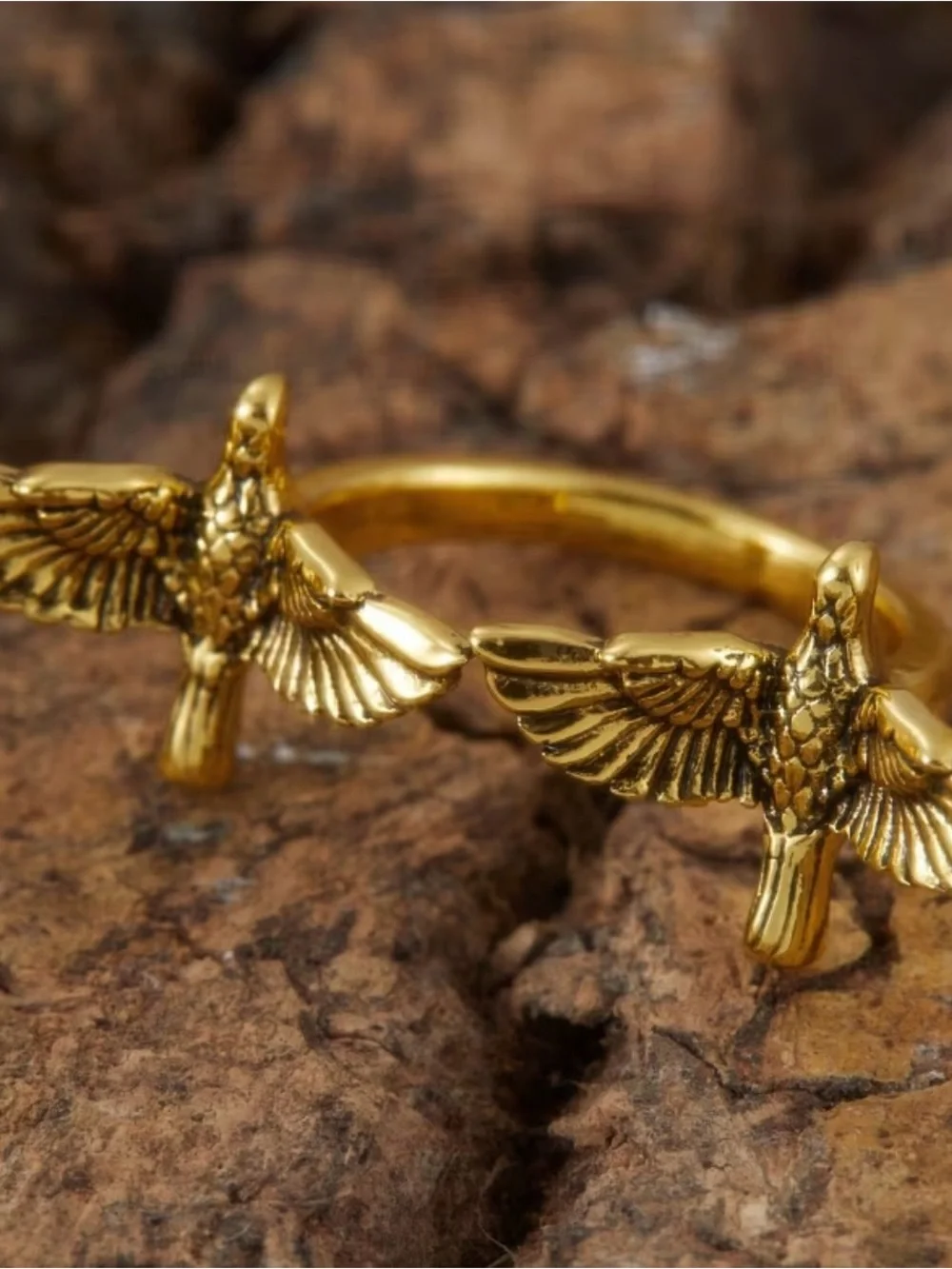 NEW! Retro Open Gold Winged Ring. Lucky Ring. Bird Free symbol ring 🕊️
